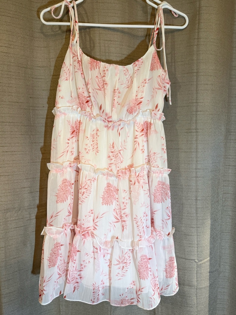 Girls White and Pink Floral Tiered Sundress